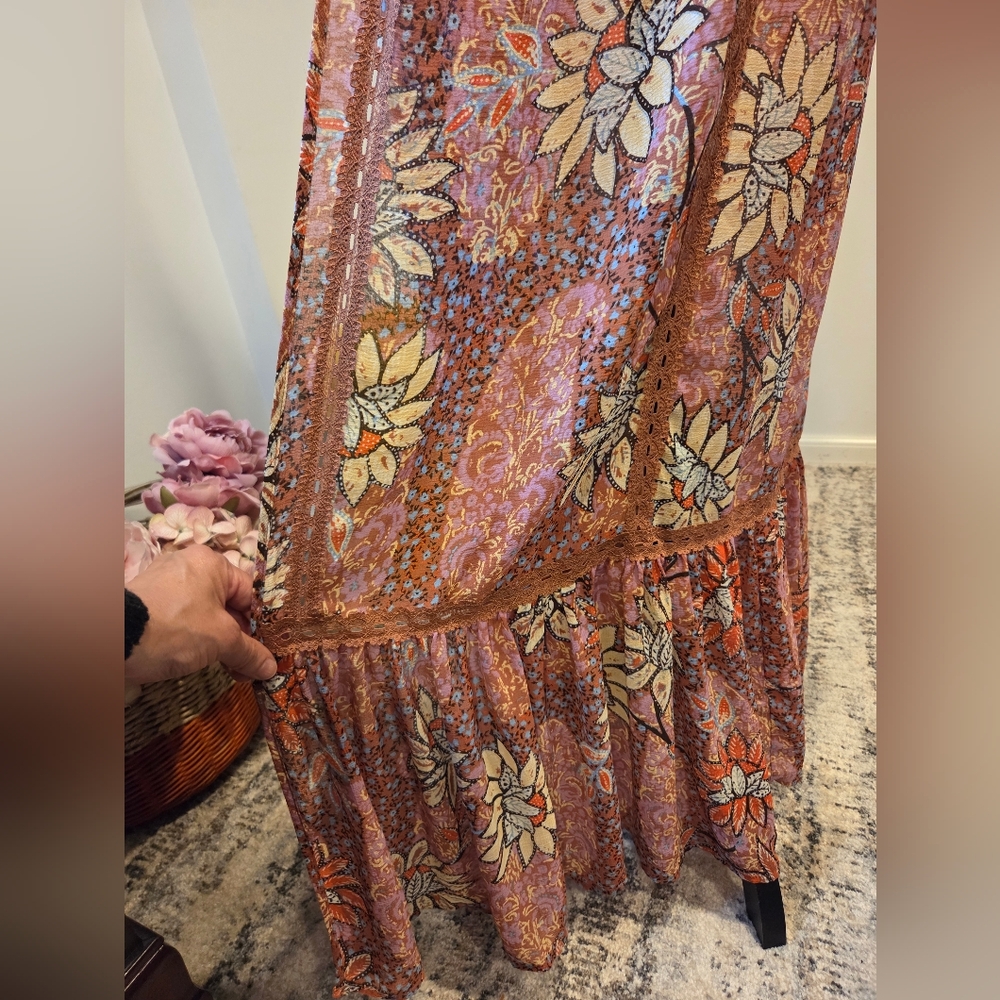 Free People Charlotte Rose Combo Grassland Kimono, Size XS. - Picture 6 of 16